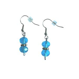 3 FOR $20 HANDCRAFTED Light Blue & Gold Beaded Earrings